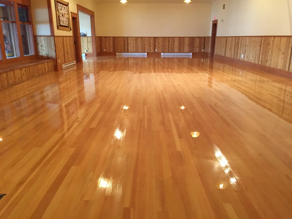 Community centre stage floor after refinishing