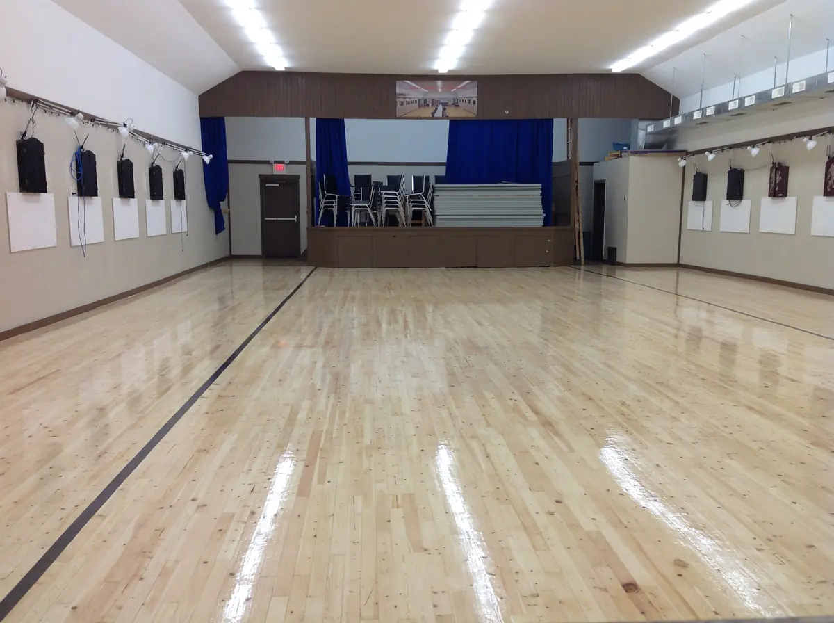 Community hall sports floor after refinishing